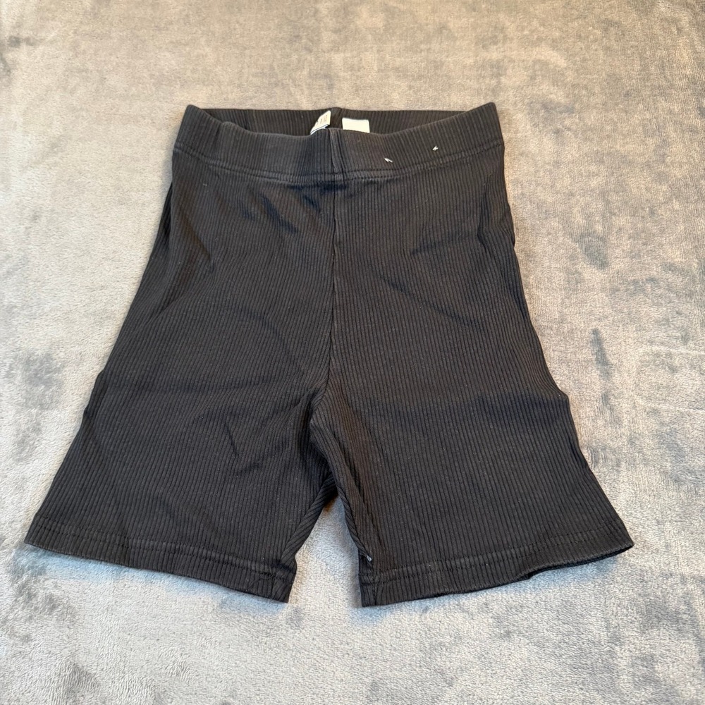 H&M Divided Black Ribbed Biker Shorts Womens Small High Waisted Cotton Stretch